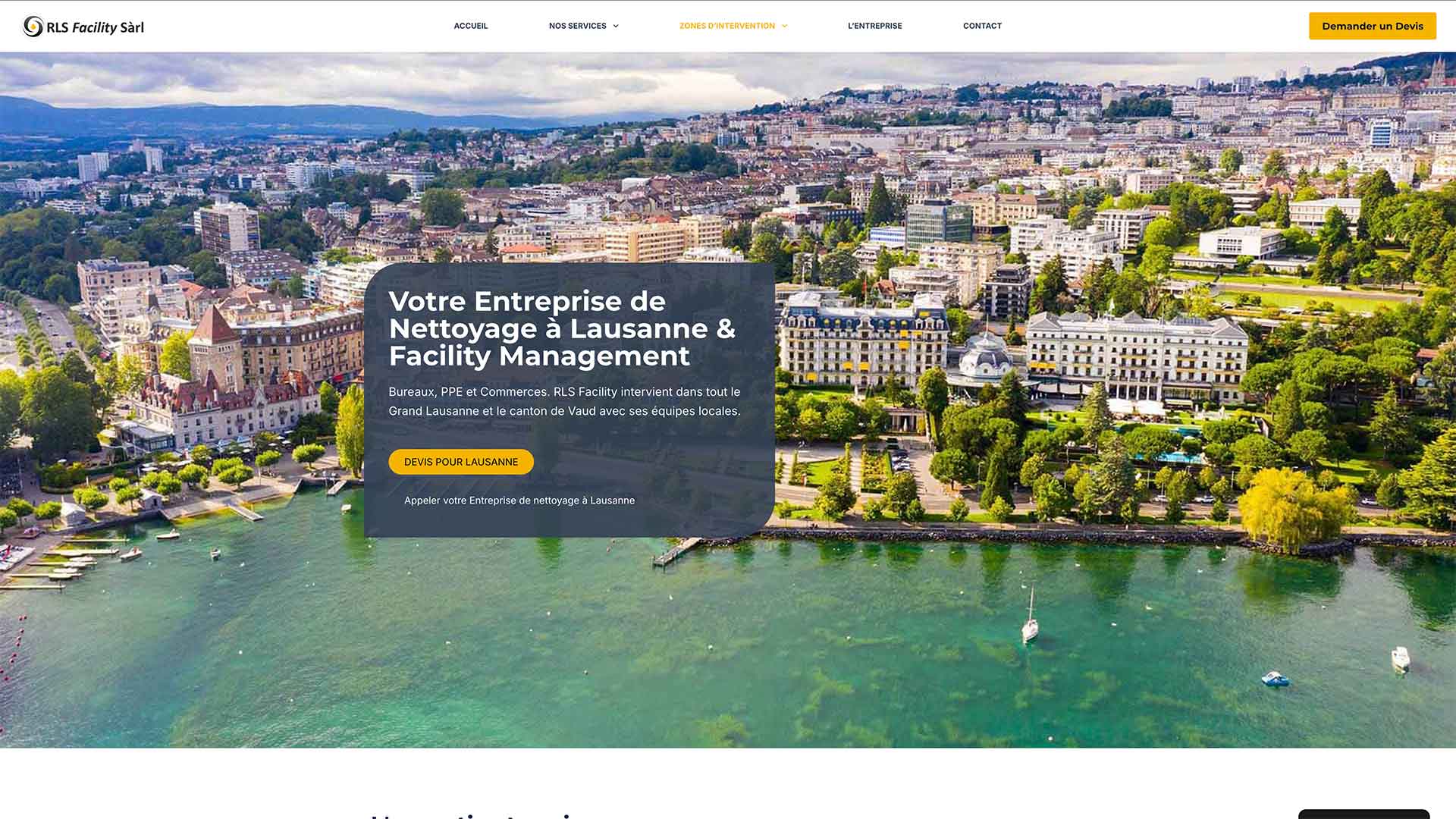 Page Lausanne du site RLS Facility, conçue par Ramzi (ARKYA)