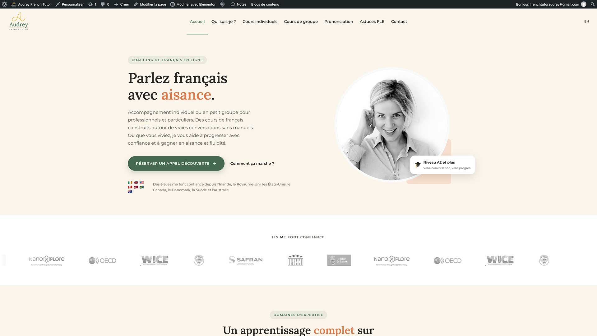 Site French Coaching Online refait par Ramzi (ARKYA) : page d'accueil