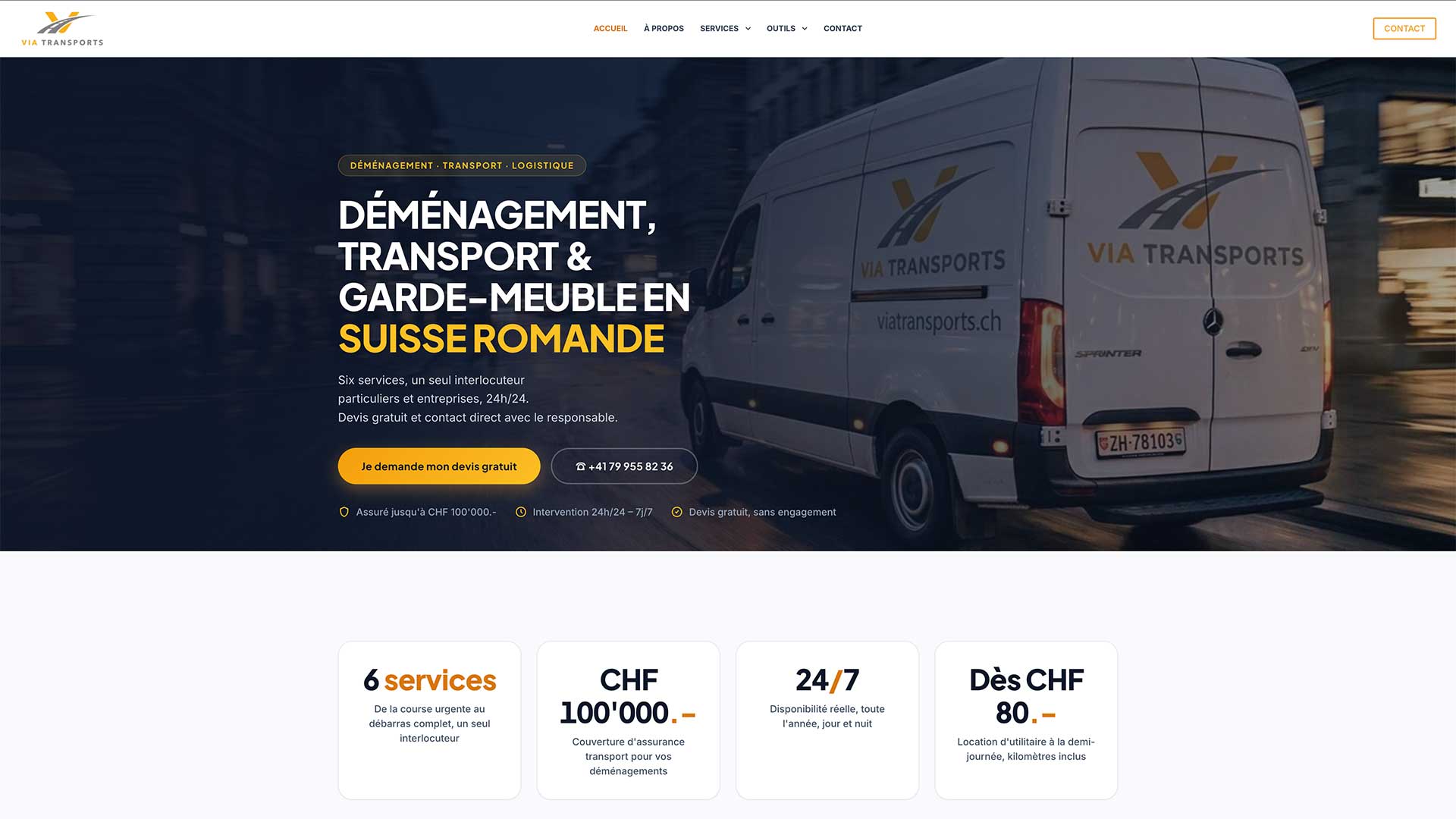 Site VIA Transports refait par Ramzi (ARKYA) : page d'accueil